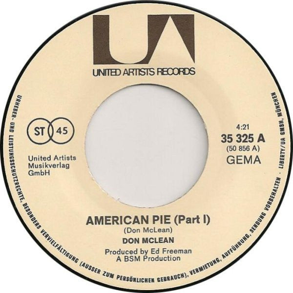 Don McLean : American Pie (7", Single)