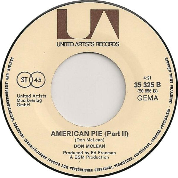 Don McLean : American Pie (7", Single)