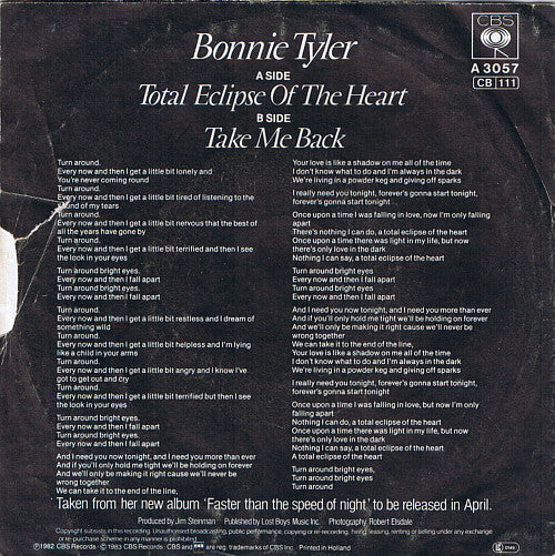 Bonnie Tyler : Total Eclipse Of The Heart (7", Single)