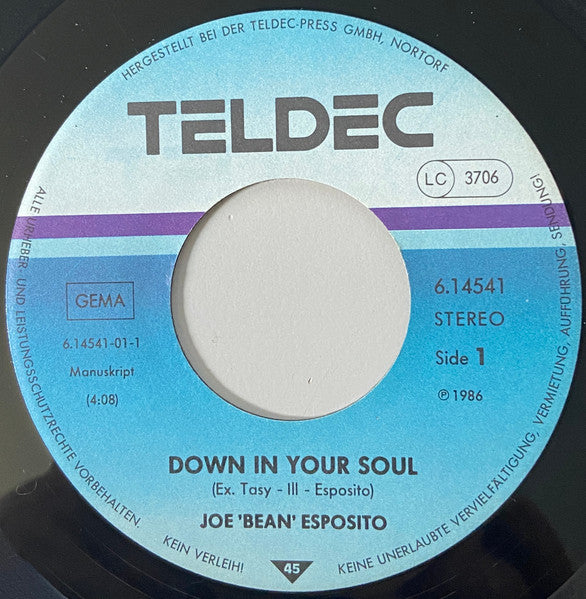 Joe 'Bean' Esposito* : Down In Your Soul (7", Single, Promo)