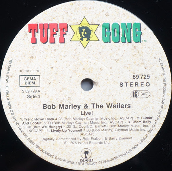 Bob Marley And The Wailers* : Live! (LP, Album, RE, RM, RP)