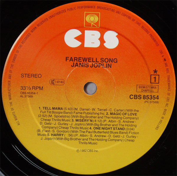 Janis Joplin : Farewell Song (LP, Album)