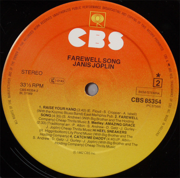 Janis Joplin : Farewell Song (LP, Album)