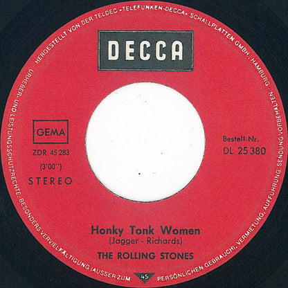 The Rolling Stones : Honky Tonk Women / You Can't Always Get What You Want (7", Single)