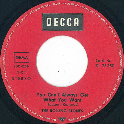 The Rolling Stones : Honky Tonk Women / You Can't Always Get What You Want (7", Single)