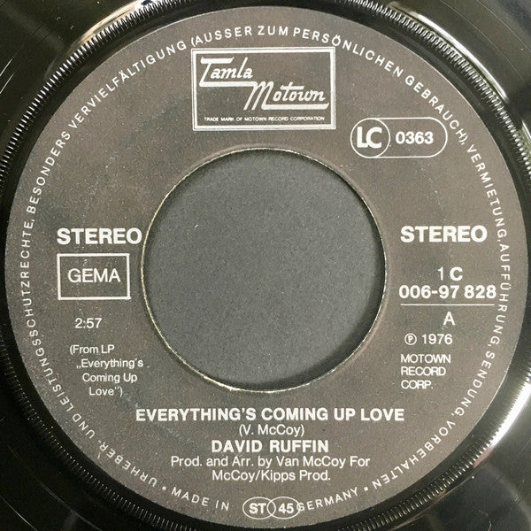 David Ruffin : Everything's Coming Up Love (7", Single)