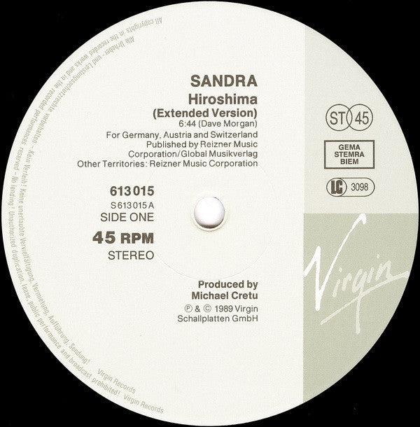 Sandra : Hiroshima (12", Maxi, 3 T)