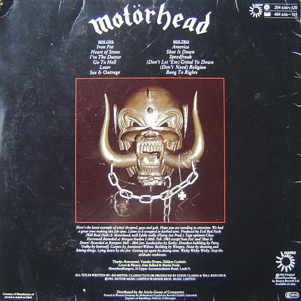 Motörhead : Iron Fist (LP, Album, Gre)