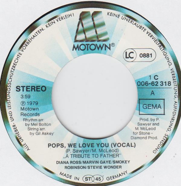 Diana Ross, Marvin Gaye, Smokey Robinson & Stevie Wonder : Pops, We Love You (7", Single)