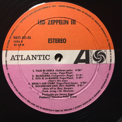 Led Zeppelin : Led Zeppelin III (LP, Album, RE, Gat)