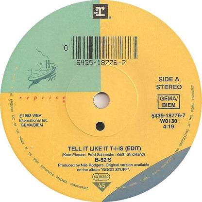 The B-52's : Tell It Like It T-I-Is ! (7", Single)