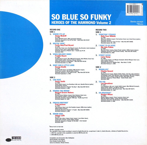 Various : So Blue So Funky (Heroes Of The Hammond / Volume 2) (2xLP, Comp, Mono)