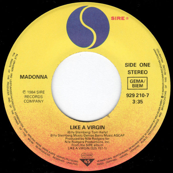 Madonna : Like A Virgin (7", Single)