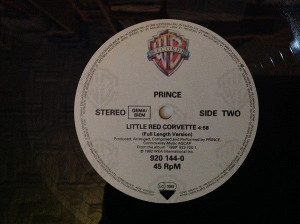 Prince : 1999 / Little Red Corvette (12", Single, RE, Whi)