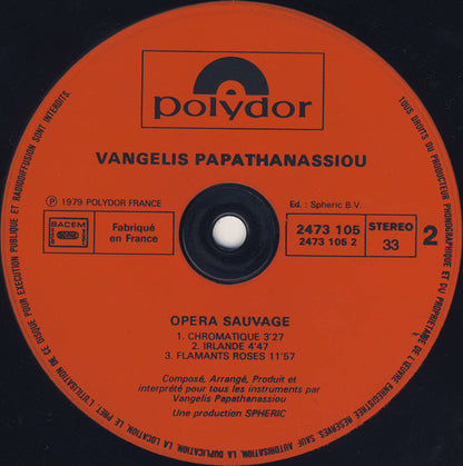 Vangelis Papathanassiou* : Opéra Sauvage (LP, Album, Bla)