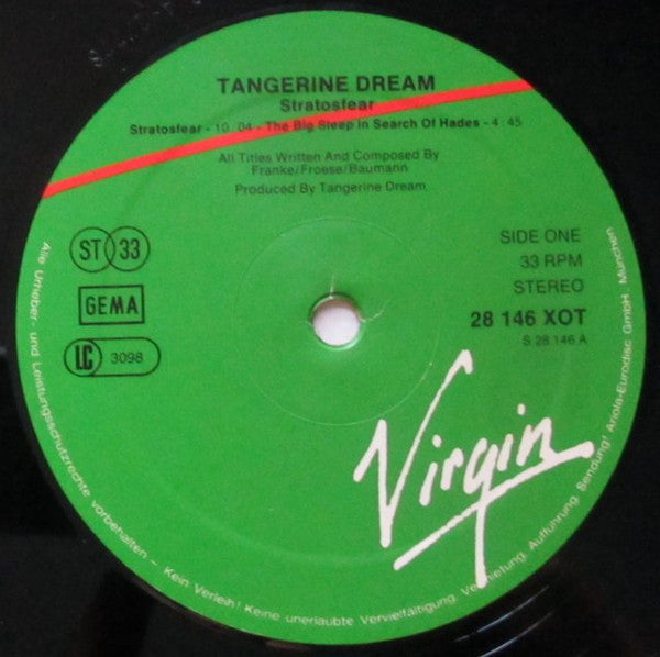 Tangerine Dream : Stratosfear (LP, Album, RE)