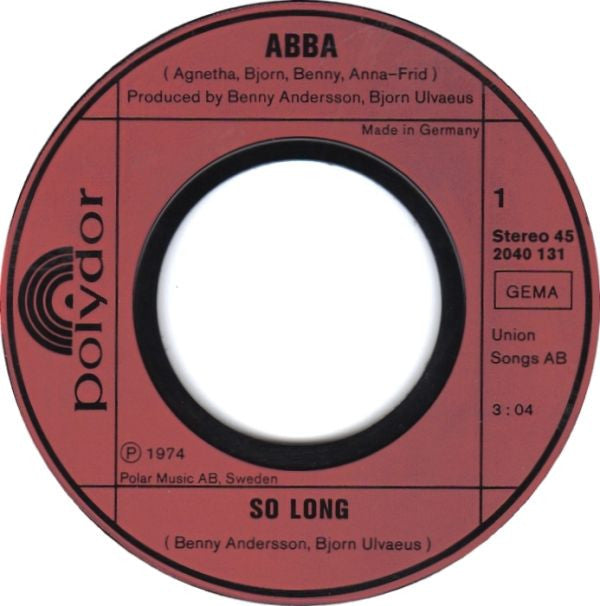 ABBA : So Long (7", Single)