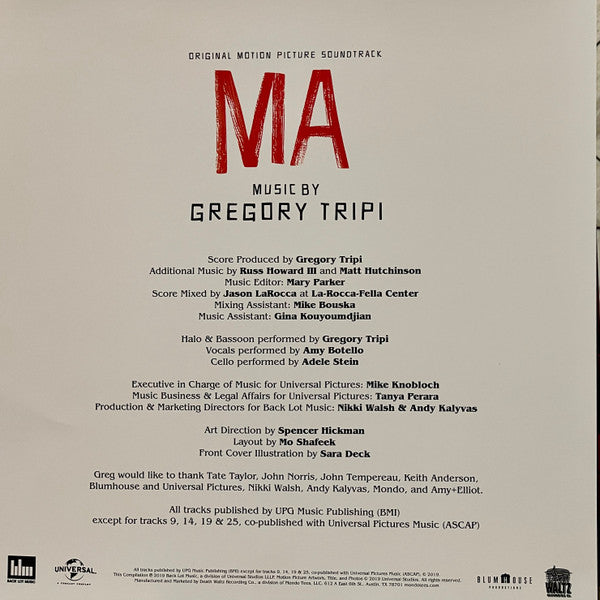 Gregory Tripi : Ma (Original Motion Picture Soundtrack) (LP, Album, Ltd, Blo)