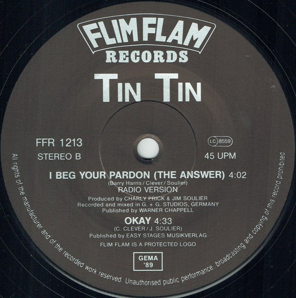 Tin Tin (9) : I Beg Your Pardon (The Answer) (12")