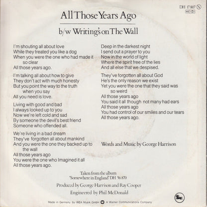 George Harrison : All Those Years Ago (7", Single)