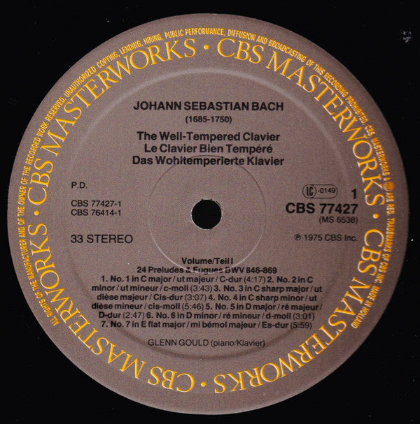 J.S. Bach*, Glenn Gould : Das Wohltemperierte Klavier BWV 846-893 = The Well-Tempered Clavier = Le Clavier Bien Tempéré (4xLP + Box, Comp, RE)