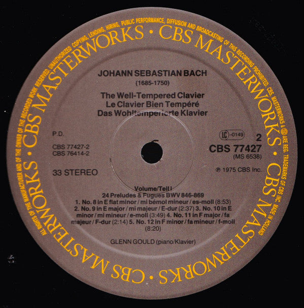 J.S. Bach*, Glenn Gould : Das Wohltemperierte Klavier BWV 846-893 = The Well-Tempered Clavier = Le Clavier Bien Tempéré (4xLP + Box, Comp, RE)