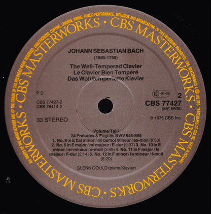 J.S. Bach*, Glenn Gould : Das Wohltemperierte Klavier BWV 846-893 = The Well-Tempered Clavier = Le Clavier Bien Tempéré (4xLP + Box, Comp, RE)