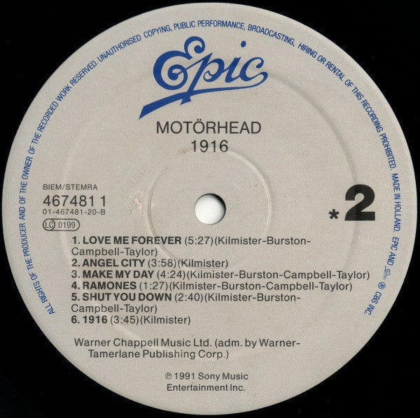 Motörhead : 1916 (LP, Album)