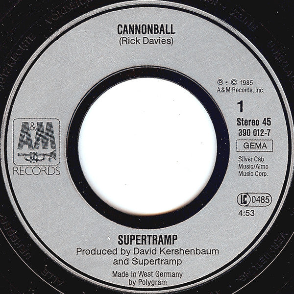 Supertramp : Cannonball (7", Single)