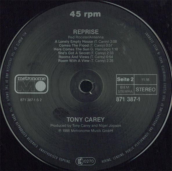 Tony Carey : Room With A View (12")