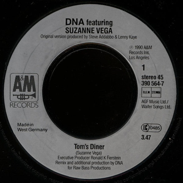 DNA Featuring Suzanne Vega : Tom's Diner (7", Single)