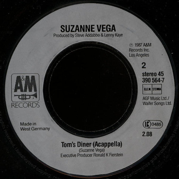 DNA Featuring Suzanne Vega : Tom's Diner (7", Single)