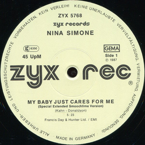 Nina Simone : My Baby Just Cares For Me (12", Maxi)