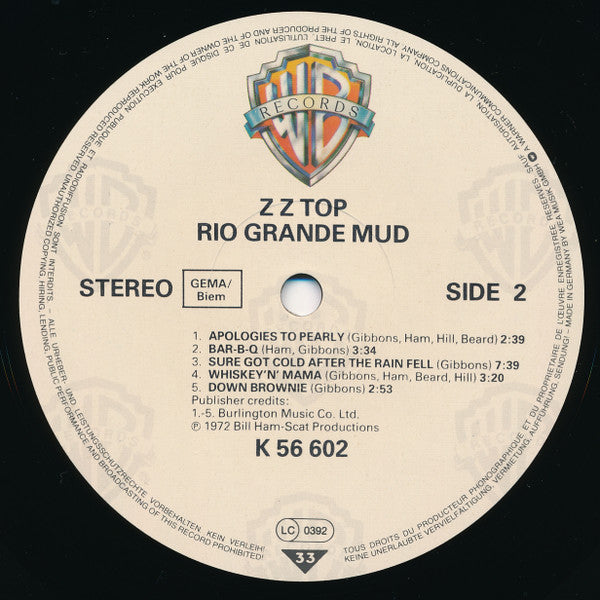 Z Z Top* : Rio Grande Mud (LP, Album, RE)