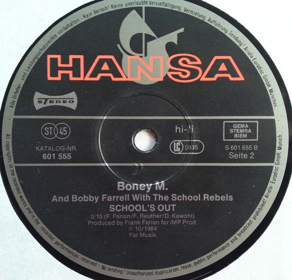 Boney M. And Bobby Farrell With The School-Rebels* : Happy Song (Clubmix) (12", Maxi)