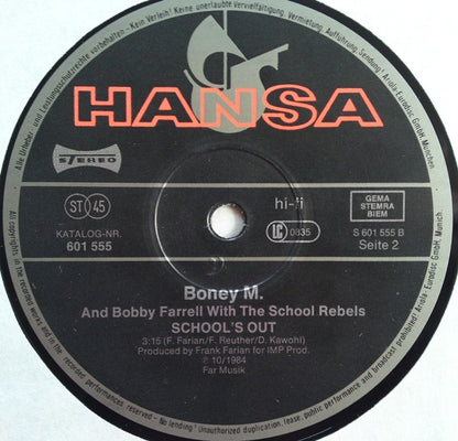 Boney M. And Bobby Farrell With The School-Rebels* : Happy Song (Clubmix) (12", Maxi)