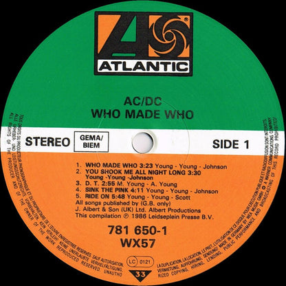 AC/DC : Who Made Who (LP, Album, Comp)