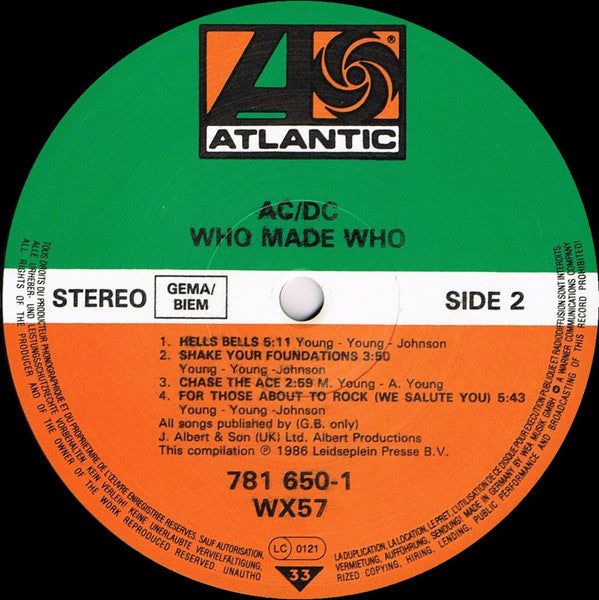 AC/DC : Who Made Who (LP, Album, Comp)