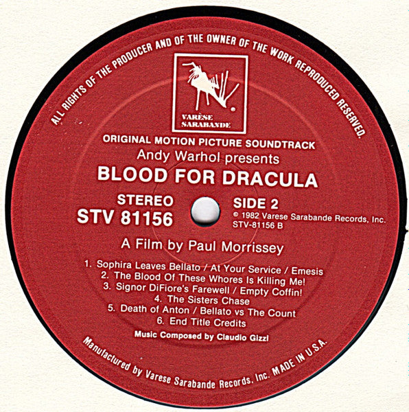 Claudio Gizzi : Andy Warhol's Dracula (LP)