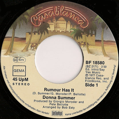 Donna Summer : Rumour Has It (7", Single, RE)