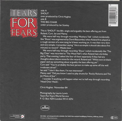 Tears For Fears : Shout (7", Single)