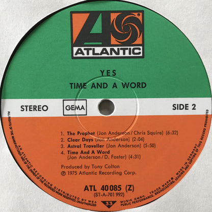 Yes : Time And A Word (LP, Album, RE)