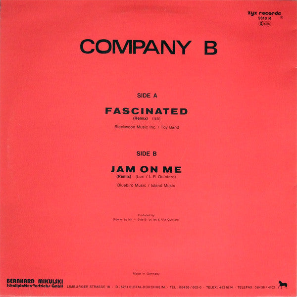 Company B : Fascinated (Remix) / Jam On Me (Remix) (12")