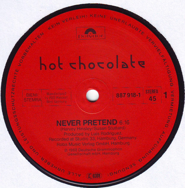 Hot Chocolate : Never Pretend (12", Maxi)