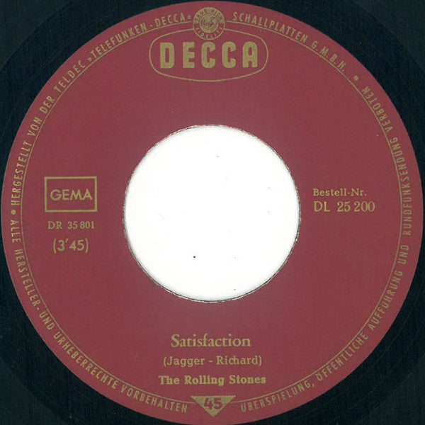 The Rolling Stones : Satisfaction (7", Single, Mono)