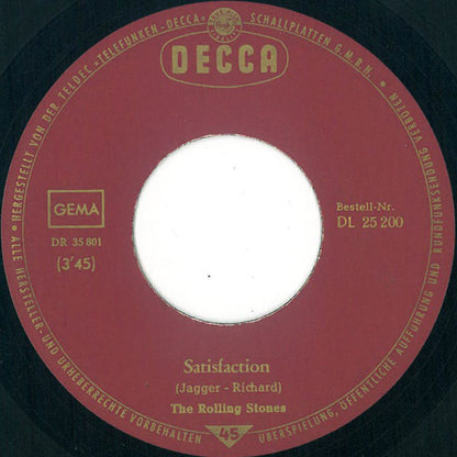 The Rolling Stones : Satisfaction (7", Single, Mono)