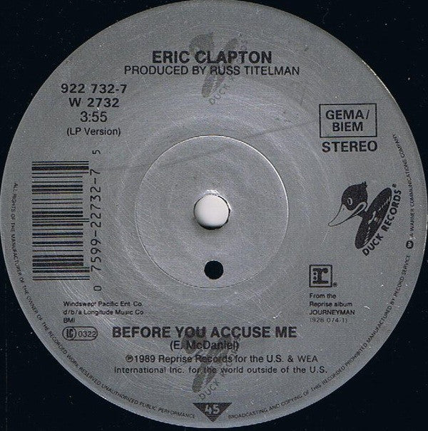 Eric Clapton : Pretending (7", Single, Sol)