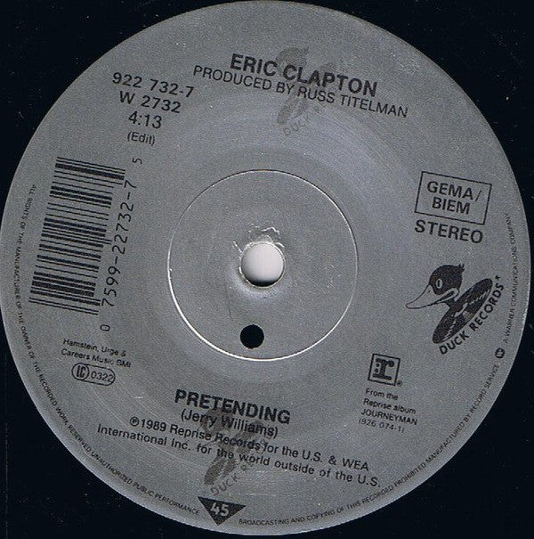 Eric Clapton : Pretending (7", Single, Sol)