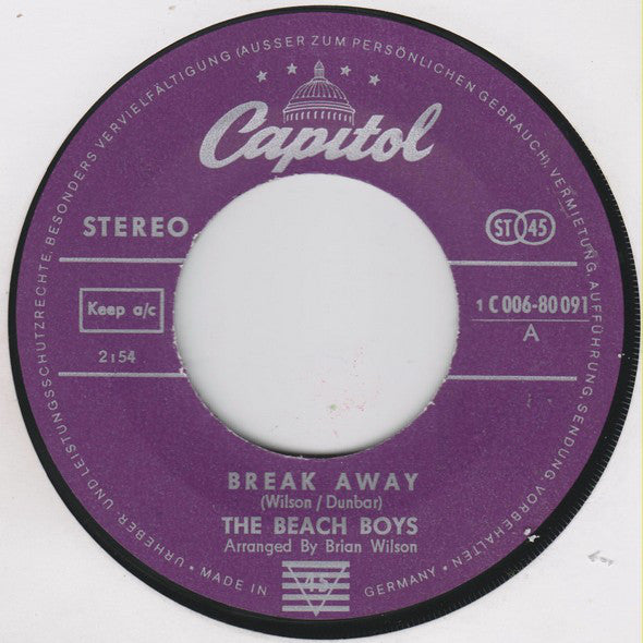 The Beach Boys : Break Away / Celebrate The News (7", Single)