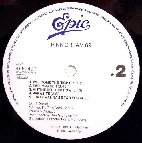 Pink Cream 69 : Pink Cream 69 (LP, Album)